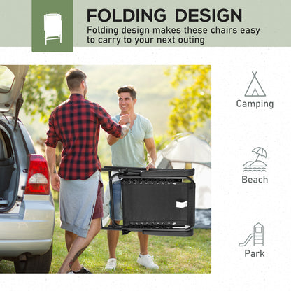 Outsunny 4 Piece Patio Folding Chair Set, Outdoor Portable Loungers for Camping Pool Beach Deck, Lawn w/ Armrest Steel Frame Black