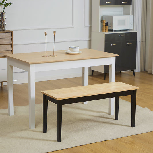 Wood Dining Bench for 2 People, Wooden Bench for Kitchen, Dining Room, Entryway, Natural Wood Effect 102cm
