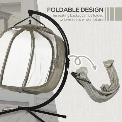 Outsunny Double Hanging Egg Chair 2 Seaters Swing Hammock Chair with Stand, Cushion and Folding Design, for Indoor and Outdoor, Brown