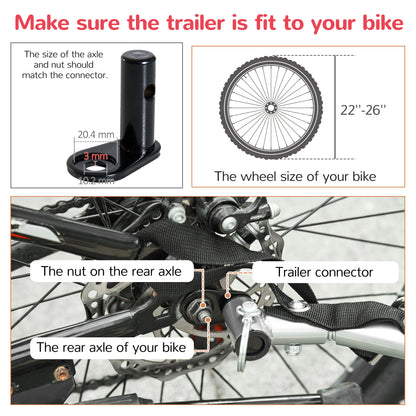 Bike Trailer 2-Seater for Bicycle Baby Child Carrier in Steel Frame (Black and Red)