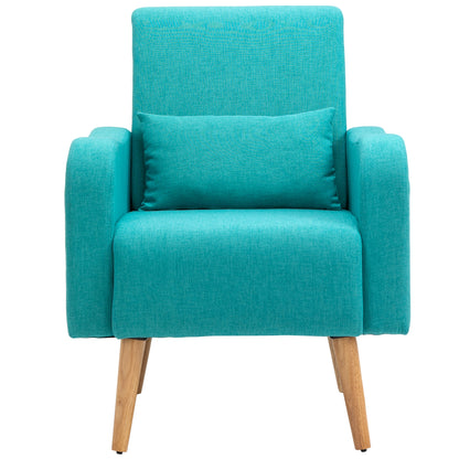 Accent Chair, Linen-Touch Armchair, Upholstered Leisure Lounge Sofa, Club Chair with Wooden Frame, Teal