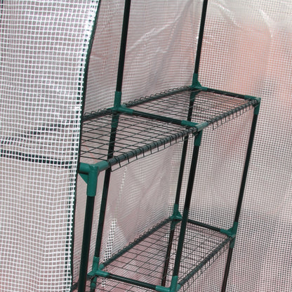 Outsunny Walk-In Greenhouse Portable Gardening Plant Grow House with 2 Tier Shelf, Roll-Up Zippered Door and PE Cover, 143 x 143 x 195 cm