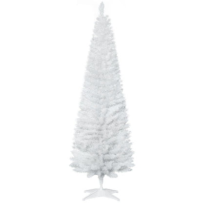 1.8m 6ft Artificial Pine Pencil Slim Tall Christmas Tree With 390 Branch Tips Holiday Décor with Stand White