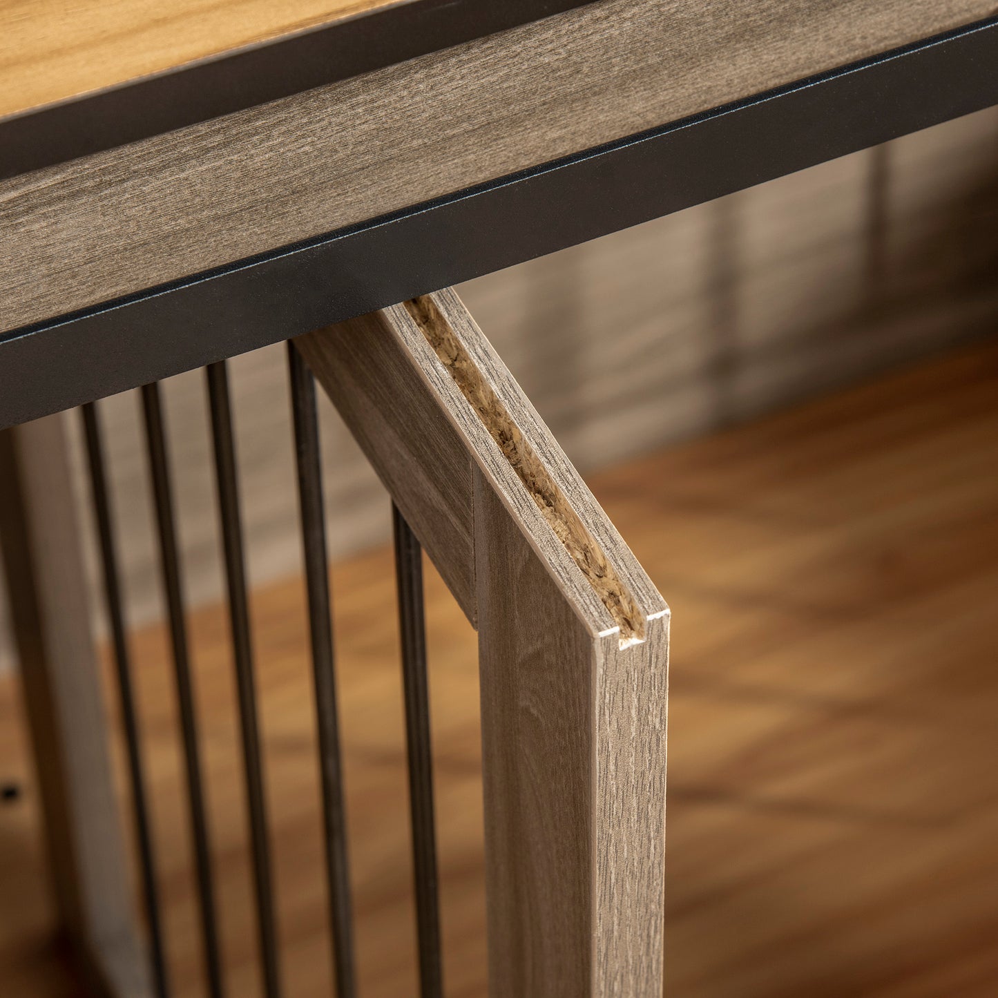 Dog Crate Furniture Side Table | Removable Divider | Double Sliding Doors | Large Dog or 2 Small Dogs | 120 x 60 x 88.5cm | Oak Tone