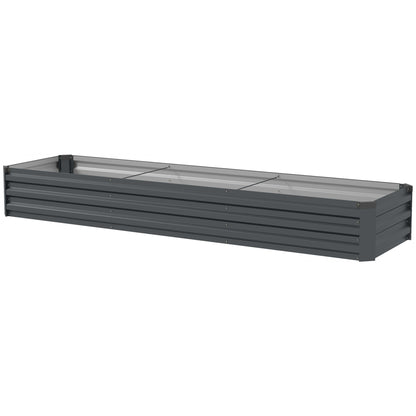Large Galvanised Steel Raised Garden Bed | Powder-Coated | Open Bottom | Interior Support Brackets | 4 Protective Corners | Flat Safe Top | 240x60x30cm | Flowers Herbs & Veg | Dark Grey