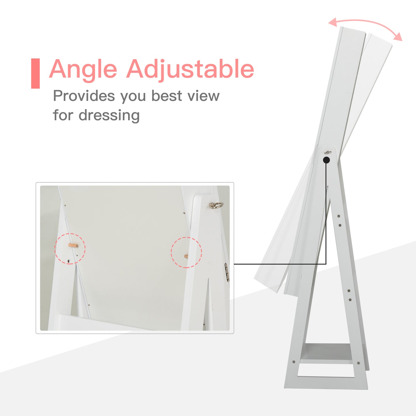 LED Light Jewellery Cabinet Storage Armoire With 2 Mirrors Drawers Hooks Shelves Make-Up Vanity Dresser - White