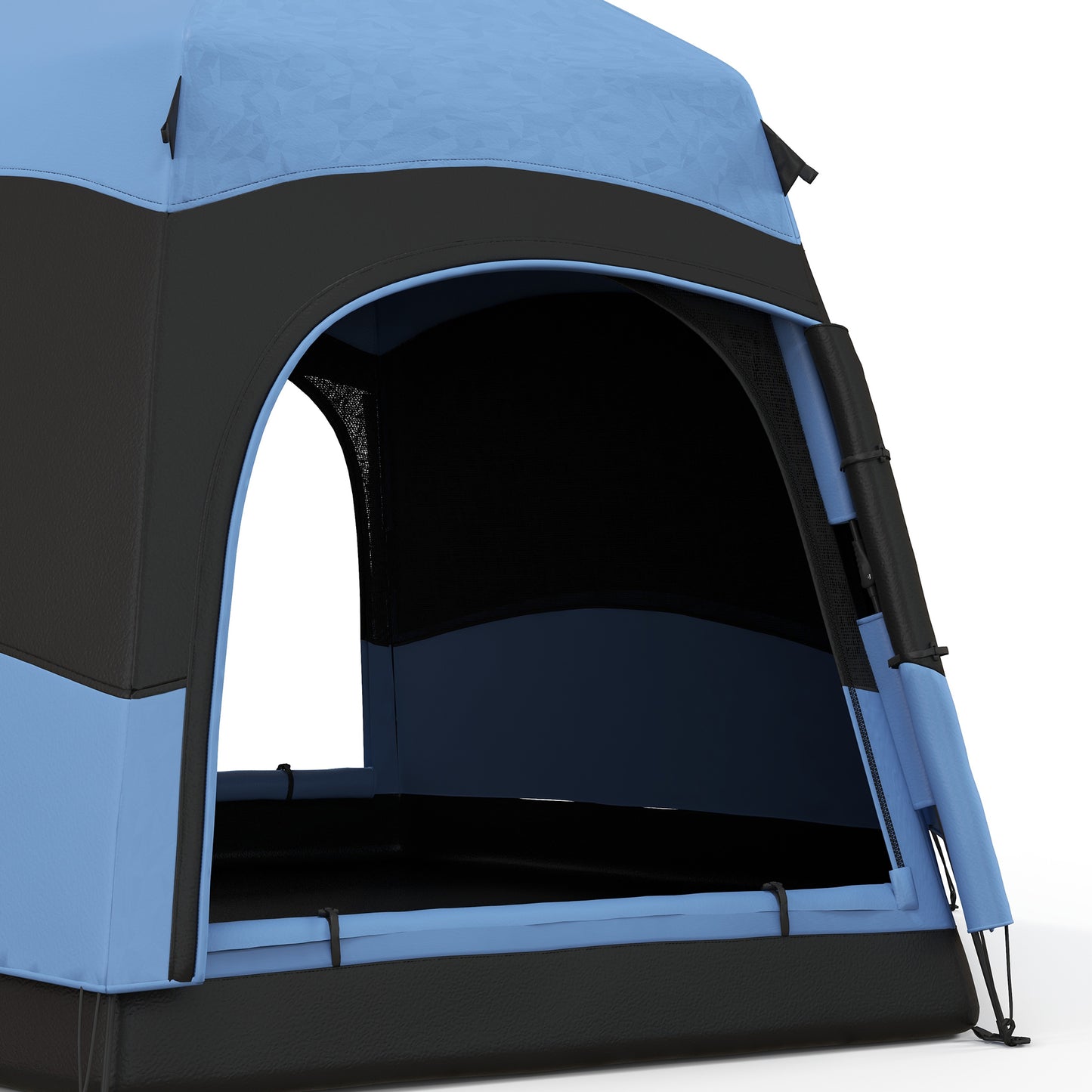 Outsunny Double Layer Dome Tent With Rainfly And Welded Floor 4 Man Hexagon Pop Up Portable Camping Shelter With Carry Bag - Blue and Black
