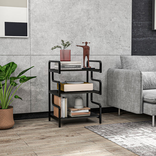 3-Tier Storage Shelves, Metal Shelving Unit, Industrial Printer Table for Home Office, Display Rack for Living Room, Black