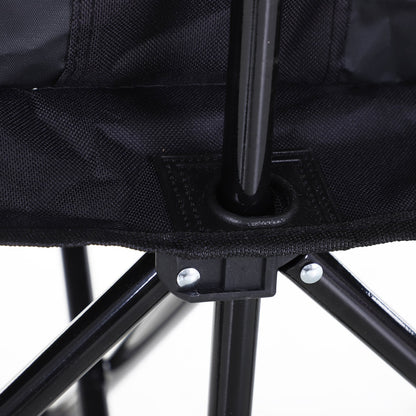 Outsunny 6-Seater Folding Steel Camping Bench w/ Cooler Bag Black