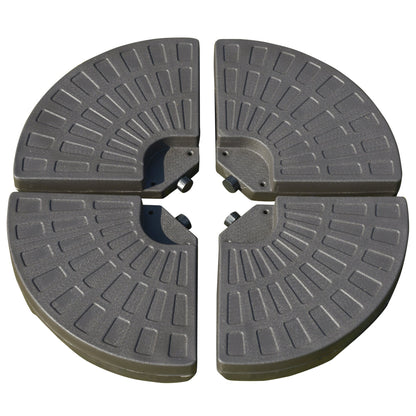 Outsunny 4-Piece Parasol Base Cantilever Offset Patio Umbrella Circular Base Stand w/Carry Handles, Water & Sand Filled