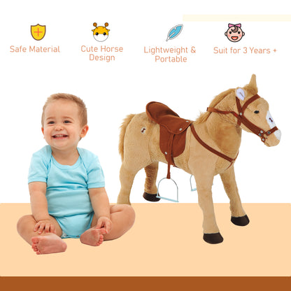 Childrens Plush Rocking Pony With Sound - Beige