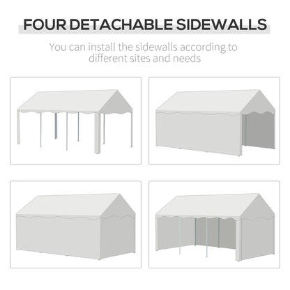Outsunny 6 x 3 m Gazebo Canopy Party Tent with 4 Removable Side Walls and Windows for Outdoor Event, White