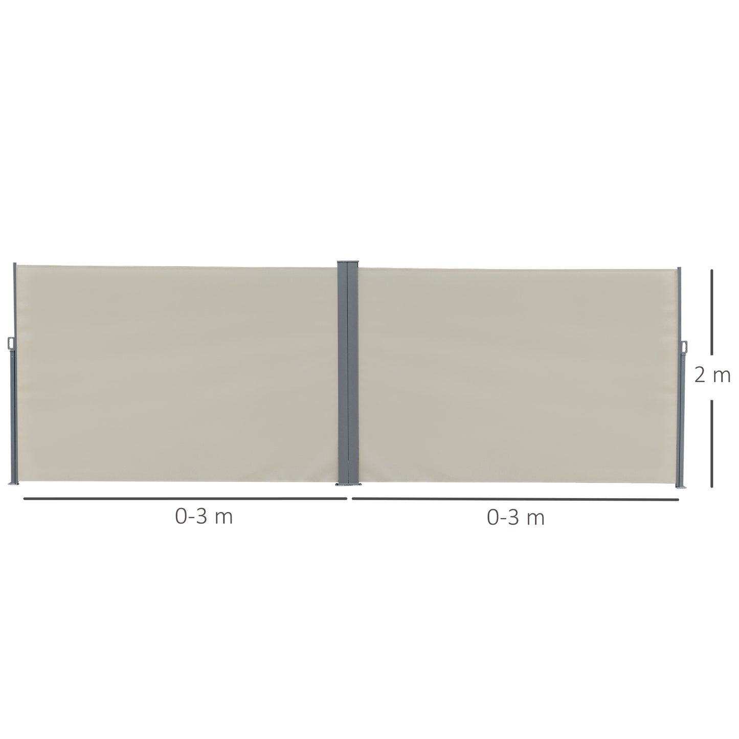 Outsunny Patio Retractable Double Side Awning, Folding Privacy Screen Fence, Privacy Wall Corner Sun Shade Wind Screen Room Divider-Cream White