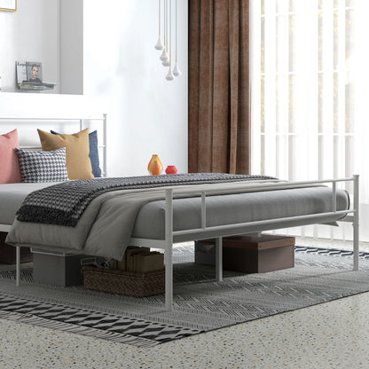 King Bed Frame, Metal Bed Base with Headboard and Footboard, Metal Slat Support and 31cm Underbed Storage Space