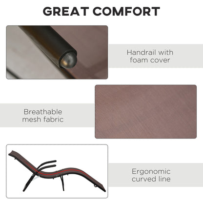 Outsunny Folding Chaise Lounge Chair, Reclining Garden Sun Lounger for Beach, Poolside and Patio, Dark Brown