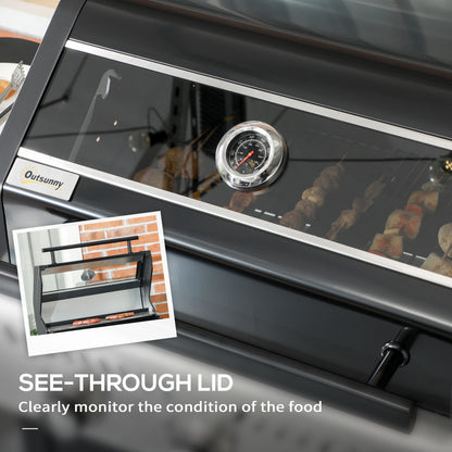 Outsunny 9 kW 3 Burner Gas BBQ Grill with See-through Lid, Black