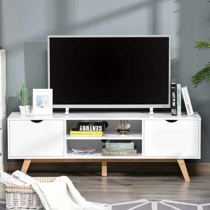 Particle Board 4-Compartment Media Tv Unit StandWhite