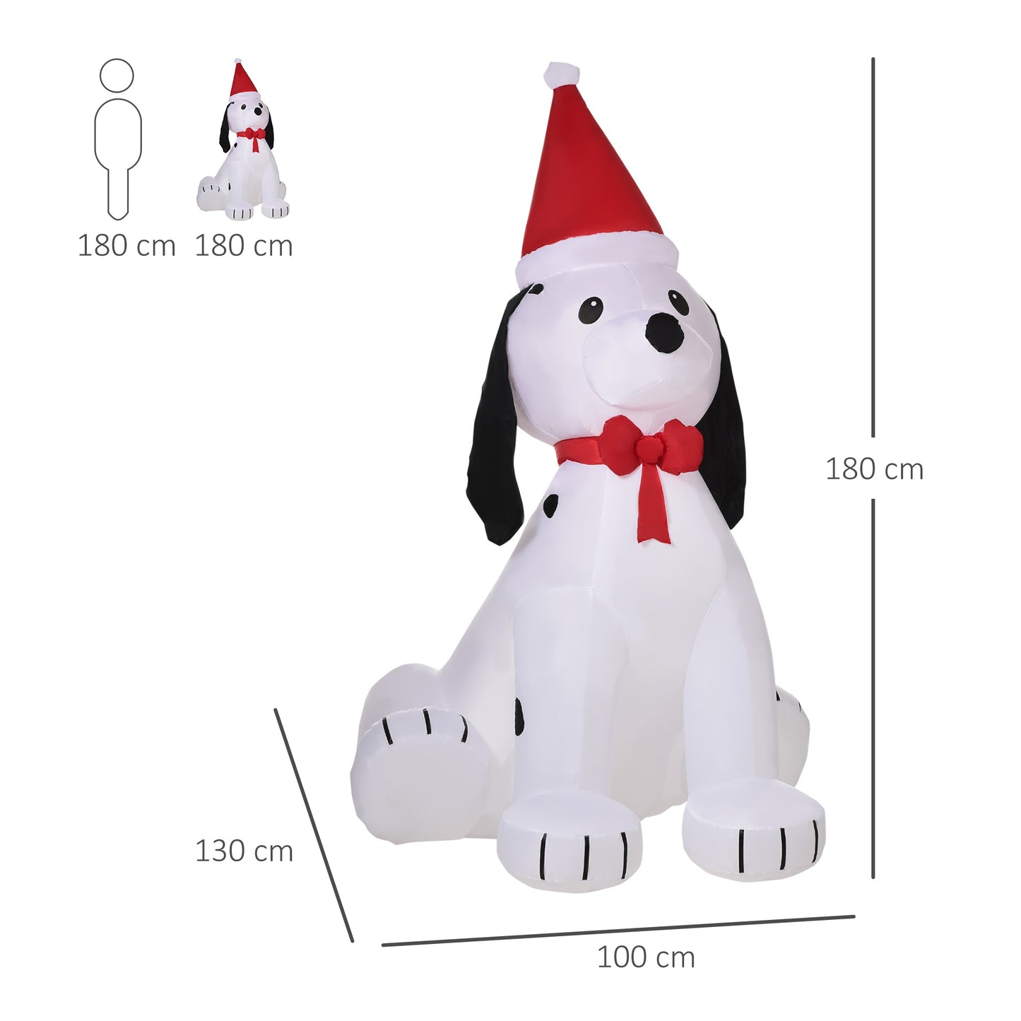 1.8m Inflatable Christmas Puppy Dog Wearing Santa Hat Lighted Outdoor Decoration Blow Up Decor for Holiday Indoor