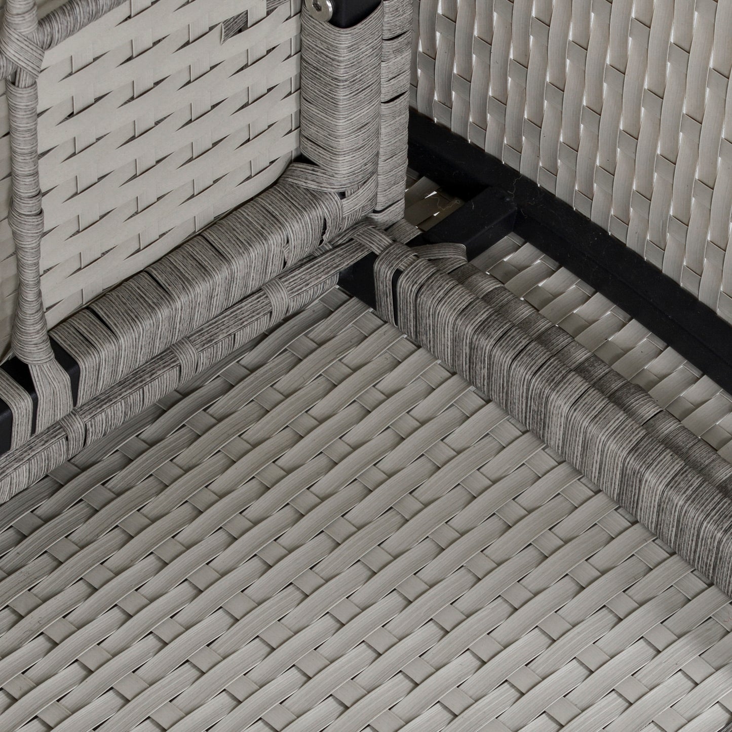 Outsunny 6 Piece Outdoor Patio PE Rattan Wicker Tempered Glass Dining Table Sets for Garden Backyard w/ Cushions & Mixed Grey