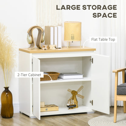 Sideboard Cabinet, Kitchen Storage Cabinet with Double Doors and Adjustable Shelf for Living Room, Entryway, White