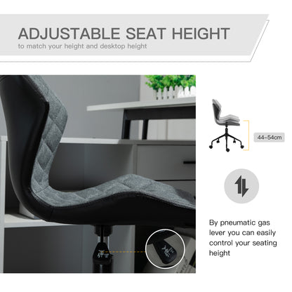 Swivel Chair, Home Office Computer Desk Chair With Nylon Wheels Adjustable Height Linen Grey