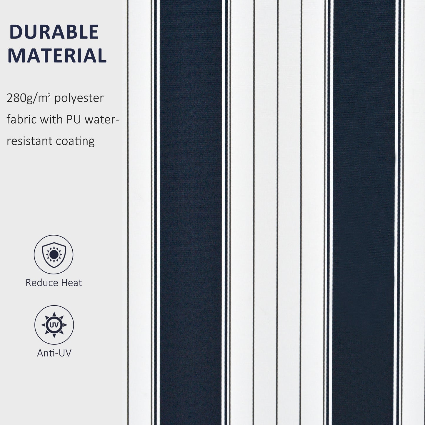 Garden Patio Manual Awning Canopy Sun Shade Shelter Retractable Retractable Awning, 3.5x2.5 m-Blue/White