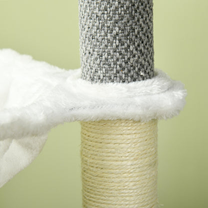 PawHut Cat Tree for Indoor Cats, Cat Tower with Scratching Posts, Multi-level Kitten Climbing Tower, 124cm