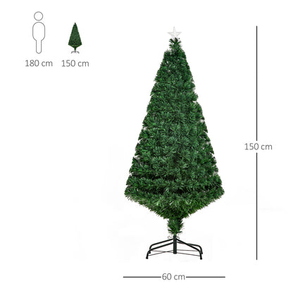 5FT Green Fibre Optic Pre-Lit Artificial Christmas Tree Multi-Colour