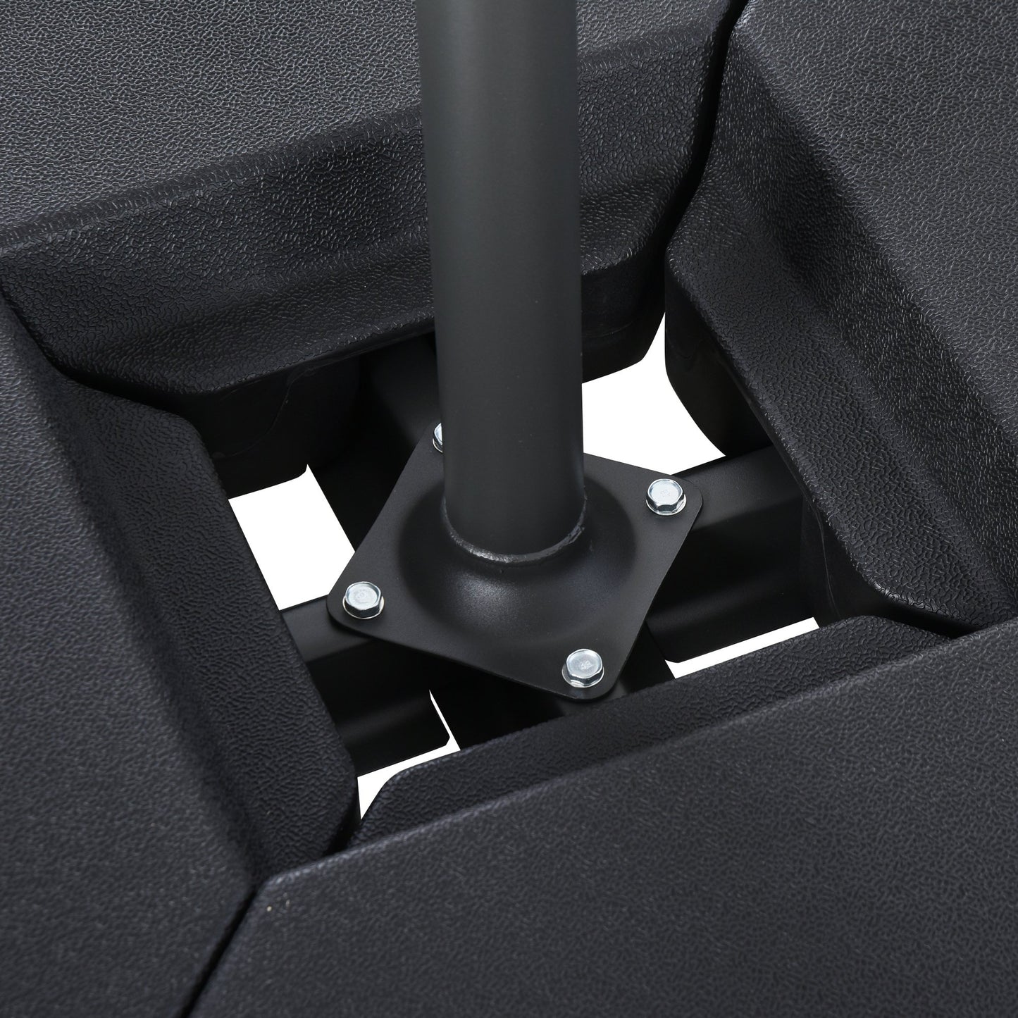 Outsunny 4 PieceFillable Parasol Base w/ Steel Cross Base Garden Umbrella Stand Weight Umbrella Sand Water Plastic Black