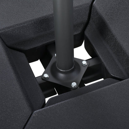 Outsunny 4 PieceFillable Parasol Base w/ Steel Cross Base Garden Umbrella Stand Weight Umbrella Sand Water Plastic Black