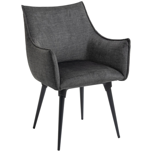 Accent Chairs for Living Room, Bedroom Arm Chair with Steel Legs, Dark Grey