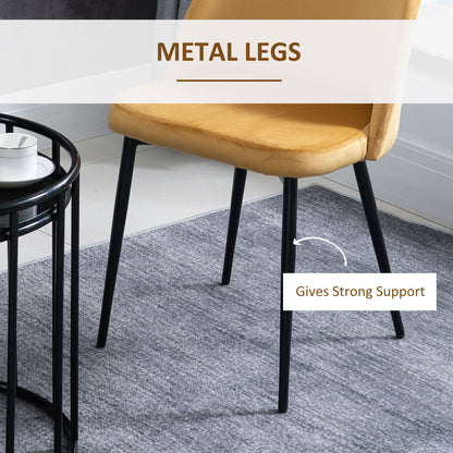 Dining Chairs Set of 2 Contemporary Design for Office Dining Kitchen With Soft Fabric Seat and Back Living Room - Yellow