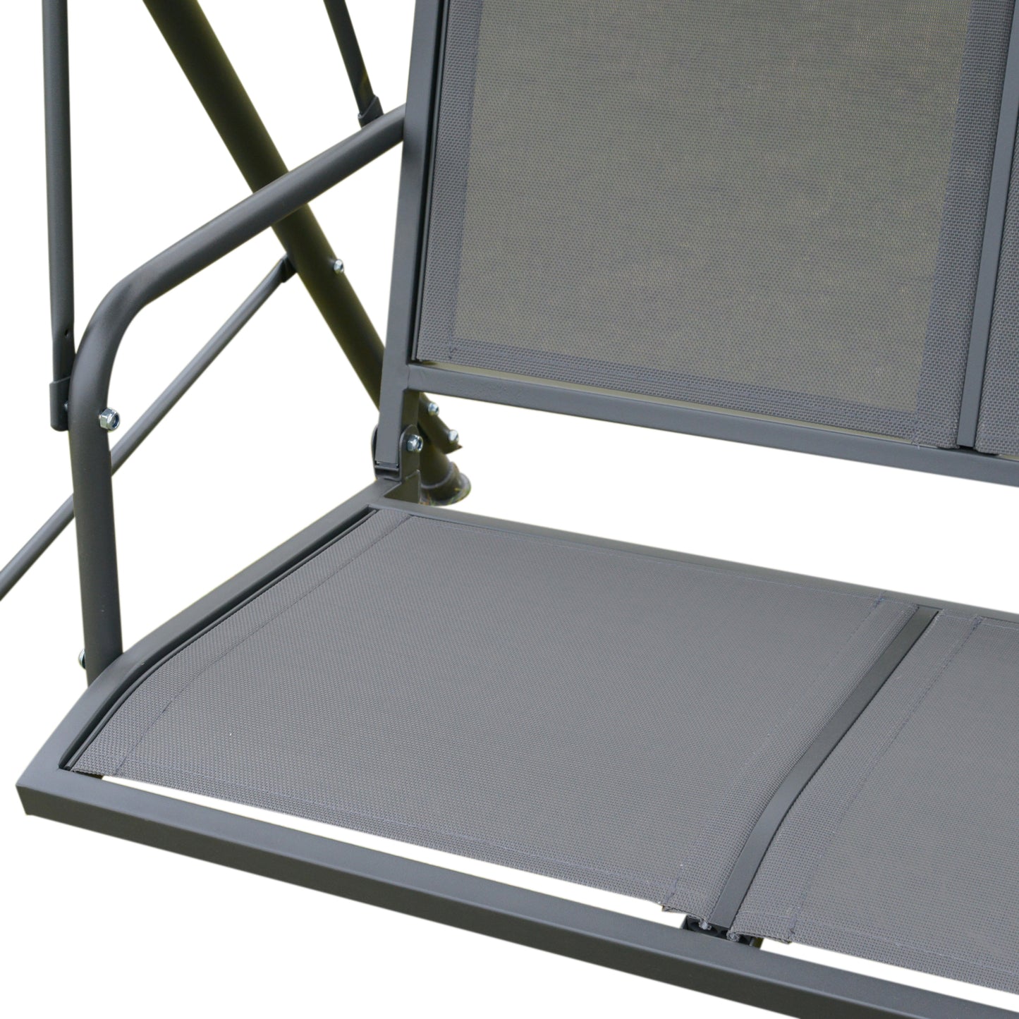 Outsunny Outdoor Garden 3 Seater Swing Chair Seat Hammock With Canopy Steel Frame - Grey