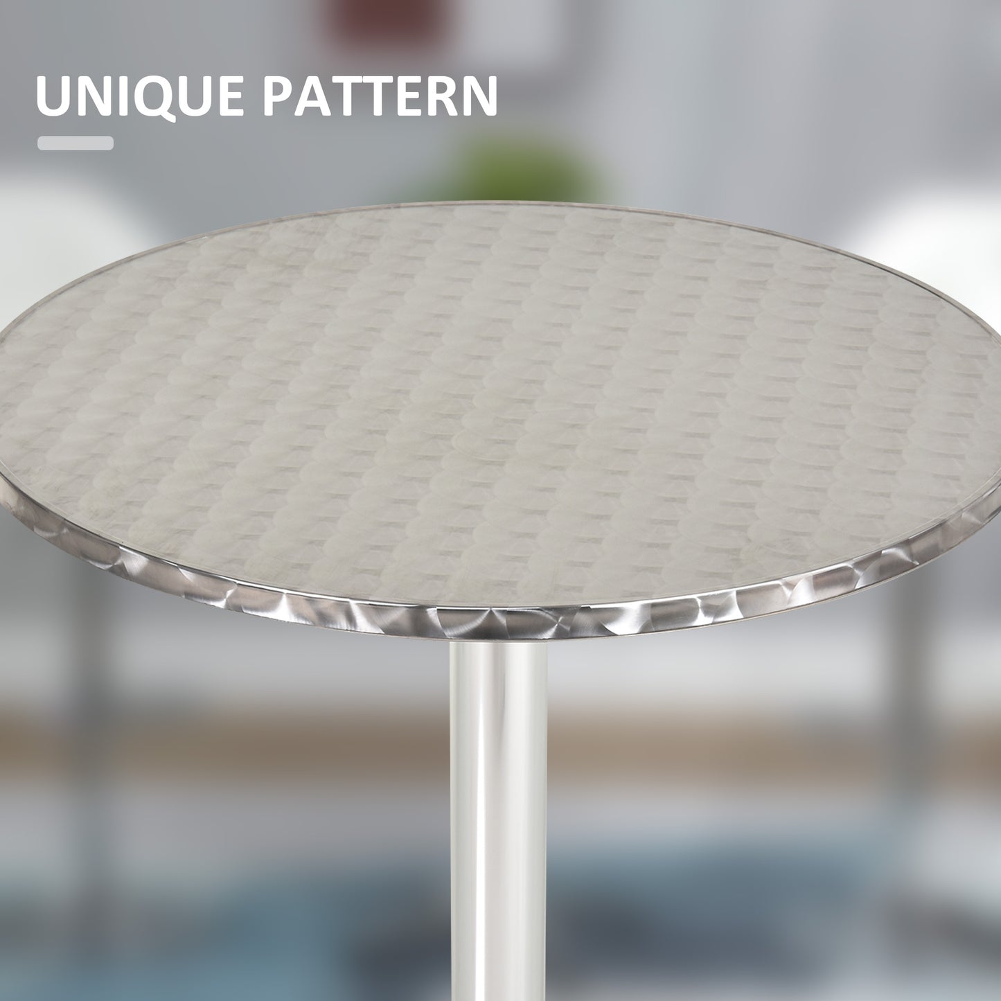 Aluminium Bistro Bar Table Round Tabletop Dining Wine Pub Stainless Steel 2 Height Settings 70cm/110cm