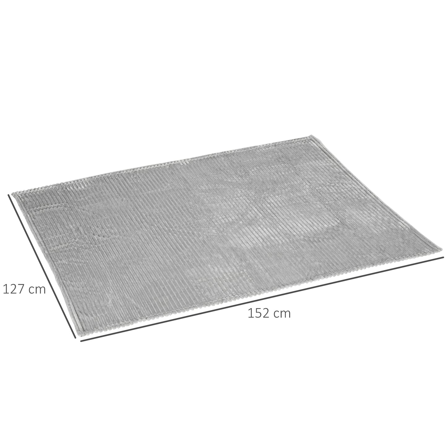 Flannel Fleece Throw Blanket, Fluffy Warm Flannel Blankets, Striped Reversible Travel Bedspread, Single Size, 152 x 127cm, Grey