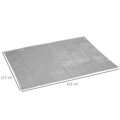 Flannel Fleece Throw Blanket, Fluffy Warm Flannel Blankets, Striped Reversible Travel Bedspread, Single Size, 152 x 127cm, Grey