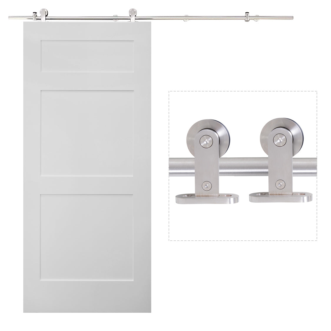 35-45mm Track Stainless Steel Sliding Door Kit Silver