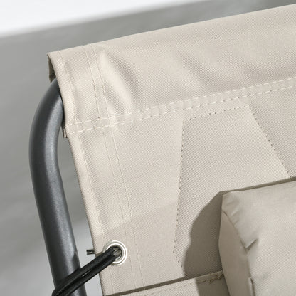 Foldable Sun Lounger Set With 5 Level Reclining Back, Outdoor Tanning Chairs With Build-in Padded Seat, Loungers With Side Pocket, Headrest - Khaki