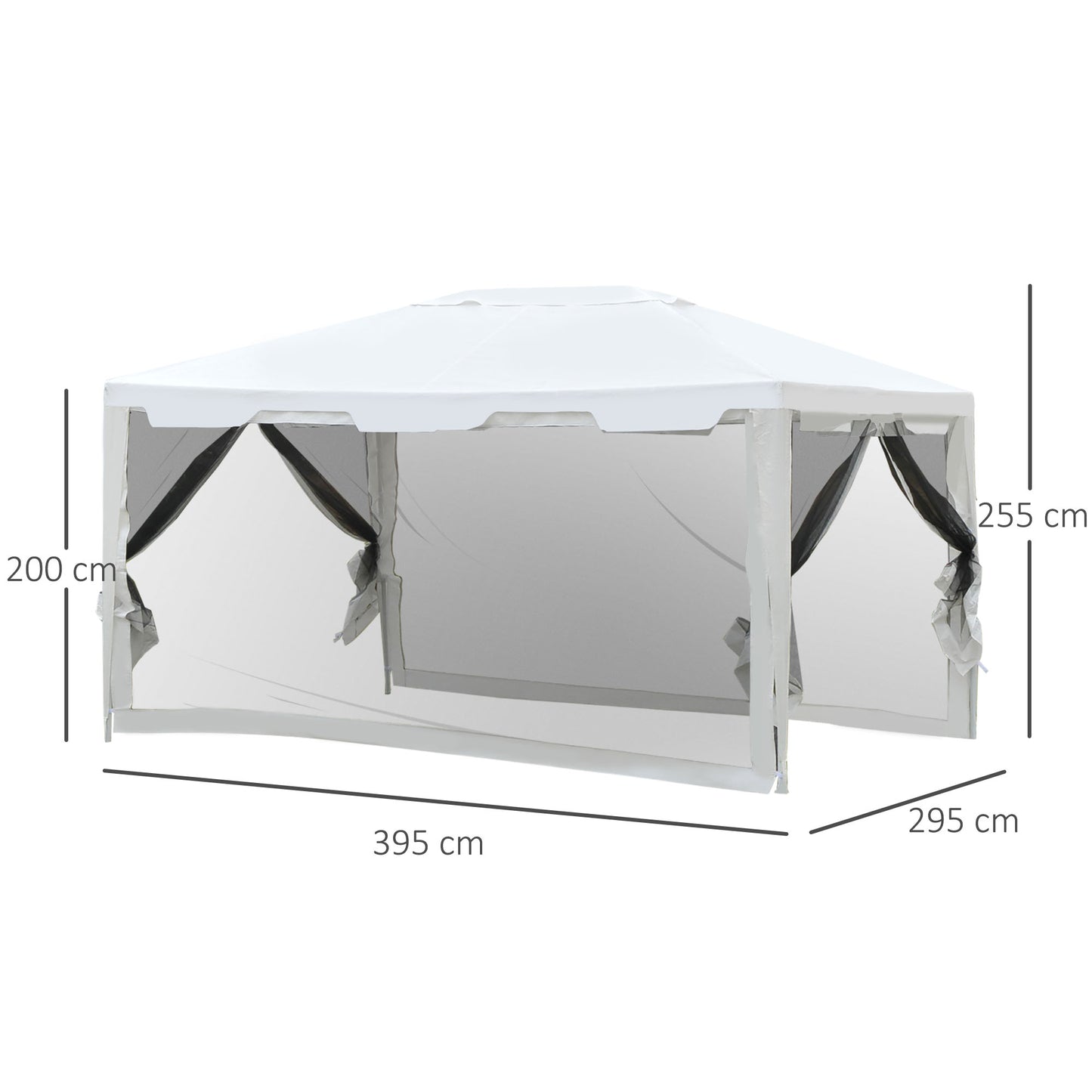 Outsunny 4x3 m Waterproof Gazebo W/Mesh Sides-White/Black