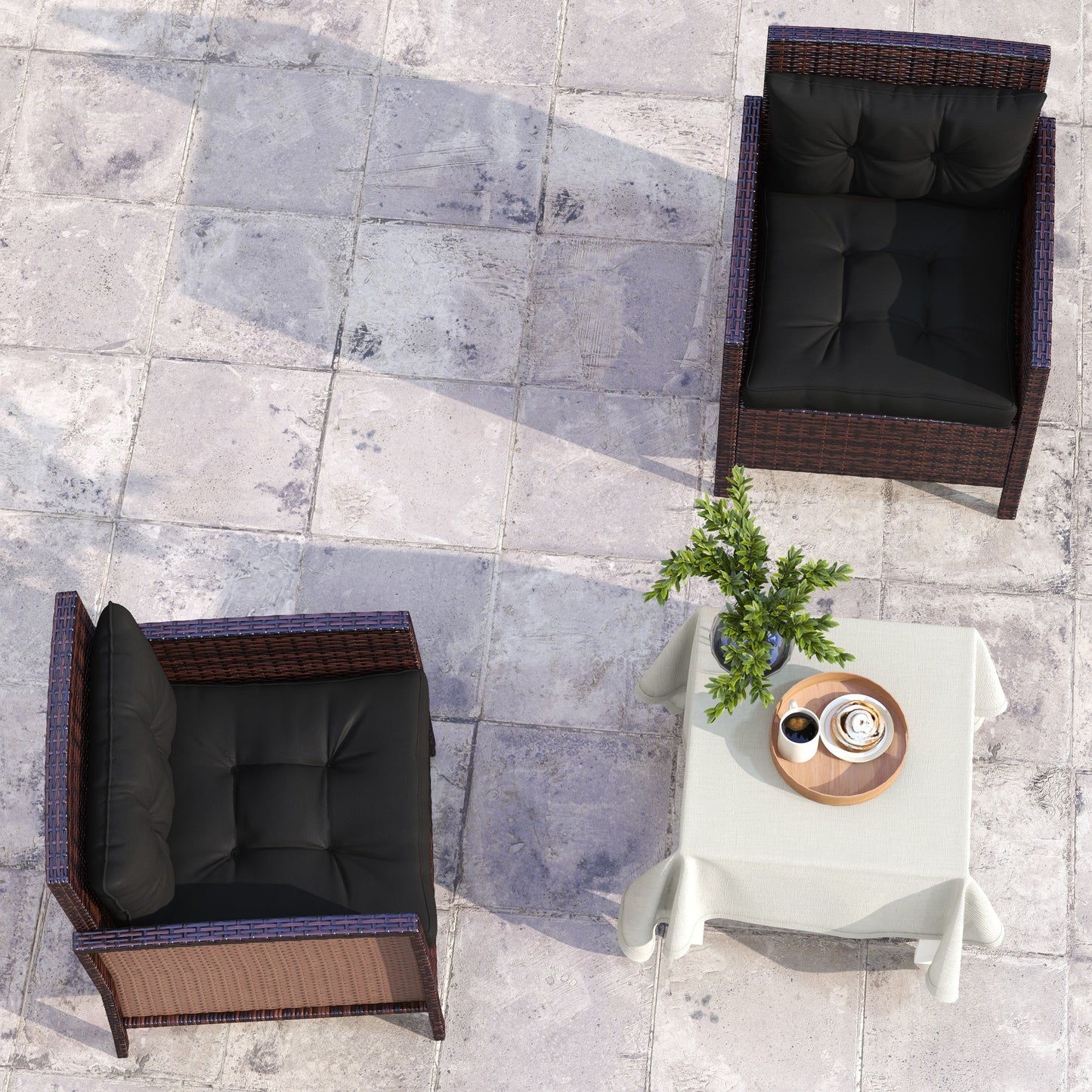 Outsunny 4-Piece Seat Cushions Back Pillows Replacement, Patio Chair Cushions Set for Indoor Outdoor, Black