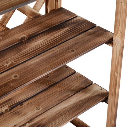 Outsunny 3-Tier Wooden Flower Stand Plant Holder Shelf Display Rack Pots Storage Outdoor Indoor  75 x 38 x 120cm