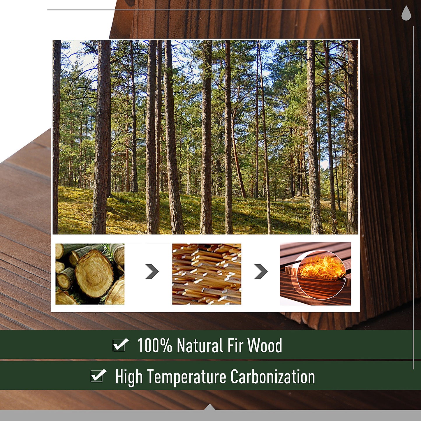 Outsunny Fir Wood 3 Barrel Water Foundation With Pump