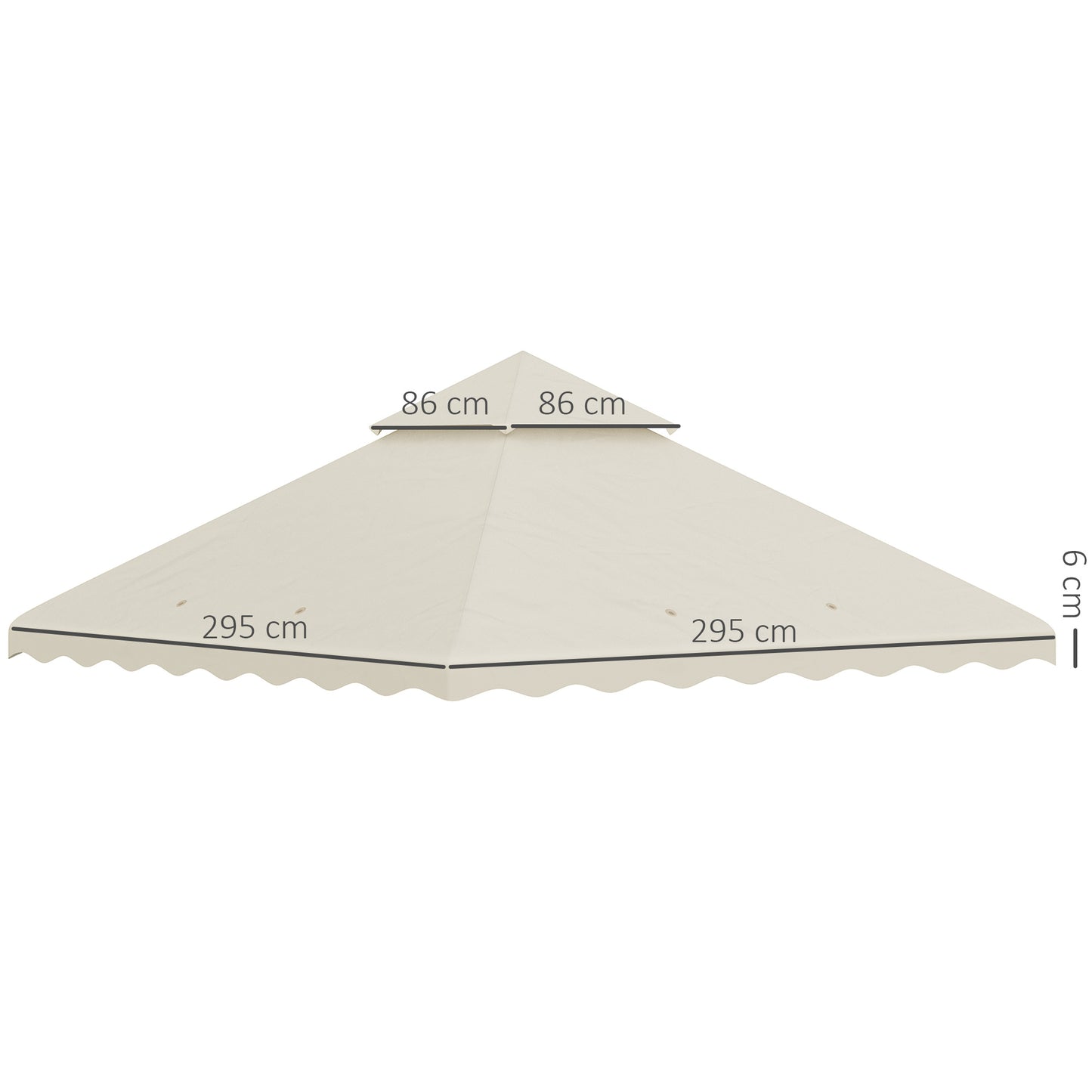 Outsunny 3 x 3 (m) Gazebo Canopy Replacement Covers, 2-Tier Gazebo Roof Replacement (TOP ONLY), Cream White