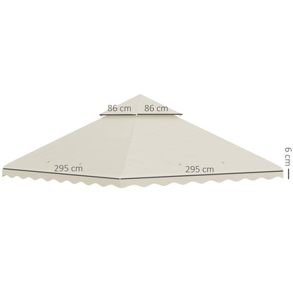 Outsunny 3 x 3 (m) Gazebo Canopy Replacement Covers, 2-Tier Gazebo Roof Replacement (TOP ONLY), Cream White