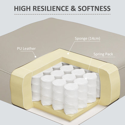 Modern Accent Chair, Tufted Living Room Chairs, PU Leather Armchair for Bedroom, Home Office, Grey