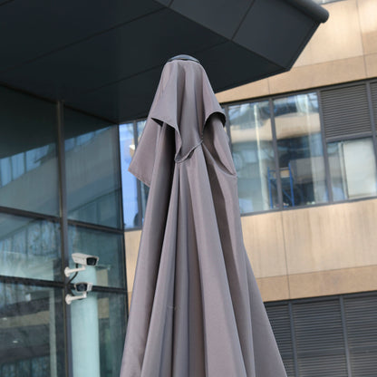 Outsunny Balcony Half Parasol Semi Round Umbrella Patio Crank Handle (2.3m, Grey)- NO BASE INCLUDED