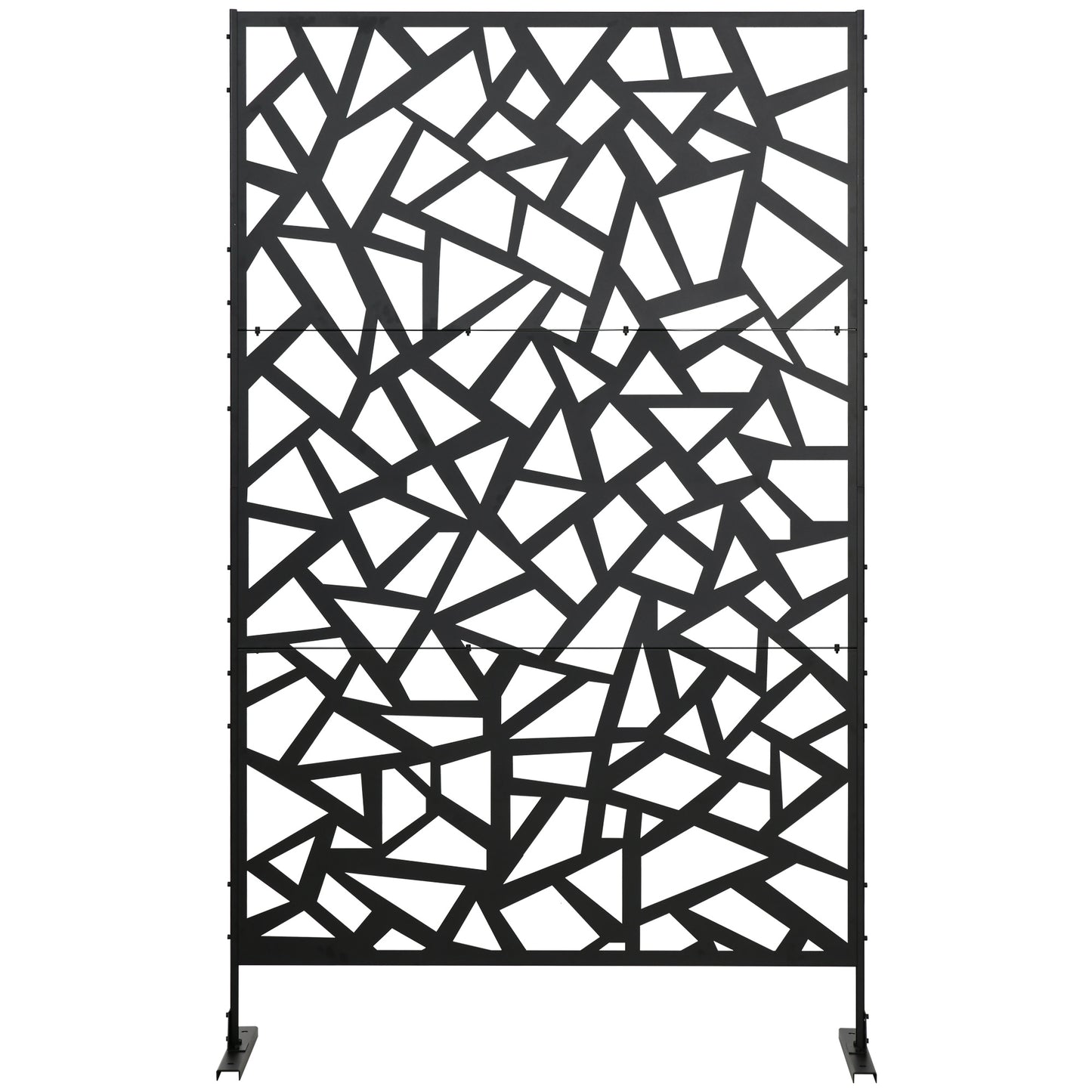 Outsunny Freestanding Garden Partition Screen Metal Decorative Outdoor Divider with Expansion Screws for Garden Patio Deck