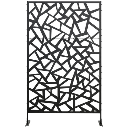 Outsunny Freestanding Garden Partition Screen Metal Decorative Outdoor Divider with Expansion Screws for Garden Patio Deck