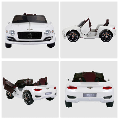 Kids Bentley Style Electric Ride-on Car W/ LED Lights-White