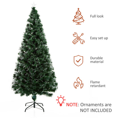 6ft Tall Artificial Tree Fibre Optic Colourful LED Pre-Lit Holiday Home Christmas Decoration with Flash Mode - Green